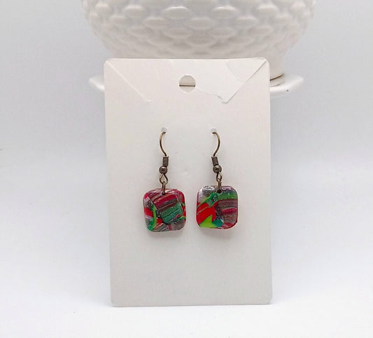 Faux Glass Christmas Earrings