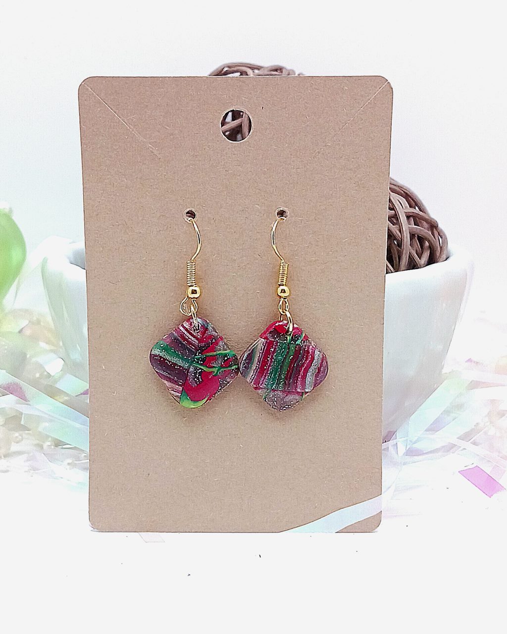 Faux Lampwork Pendant Earrings