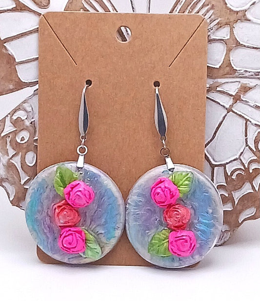 Circle Rose Earrings