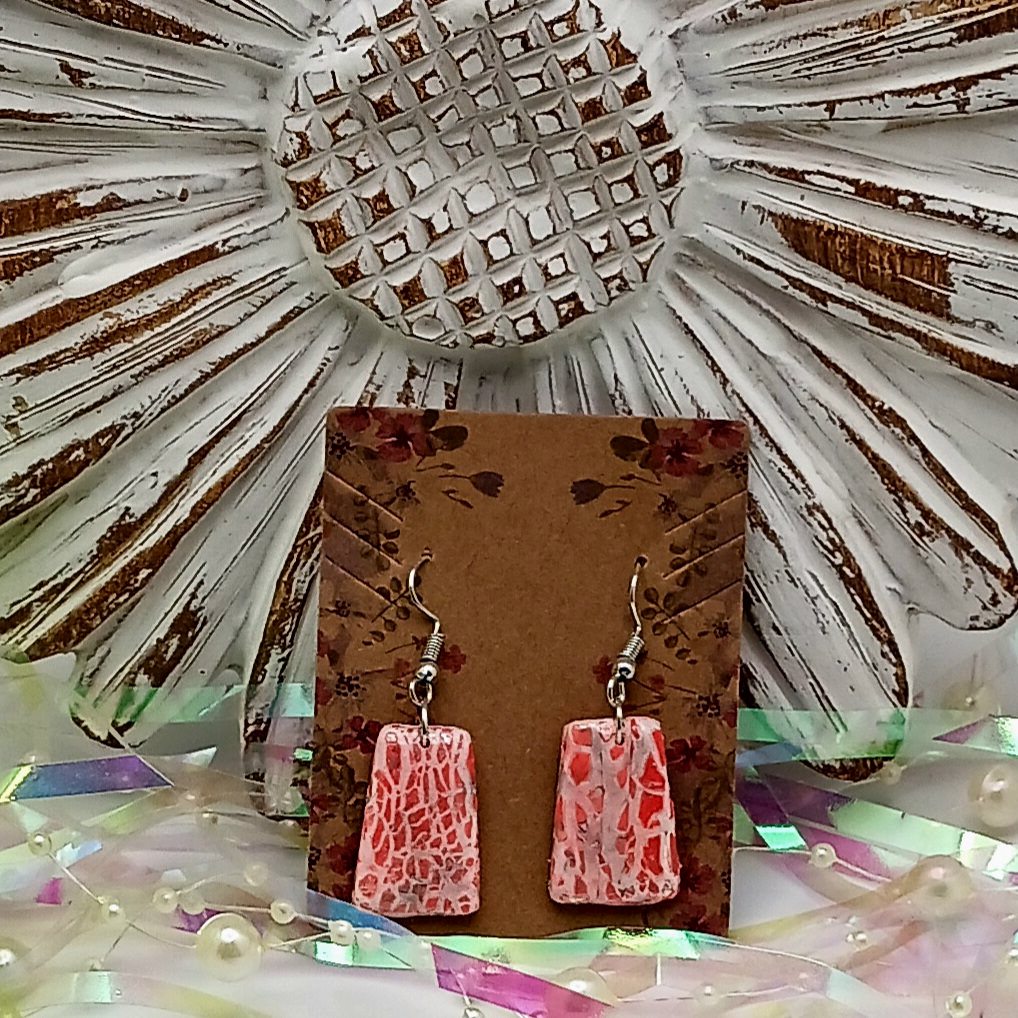 Pink Crackle Earrings