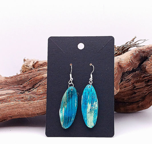 Blue Tree Bark Earrings