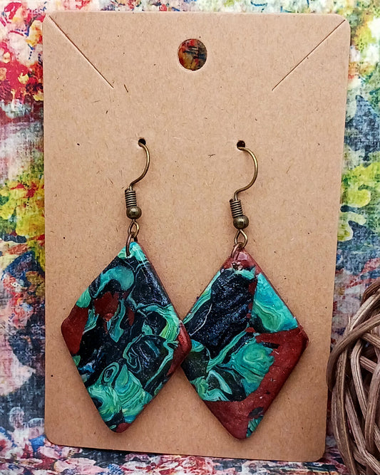 Emerald and Copper Diamond Earrings